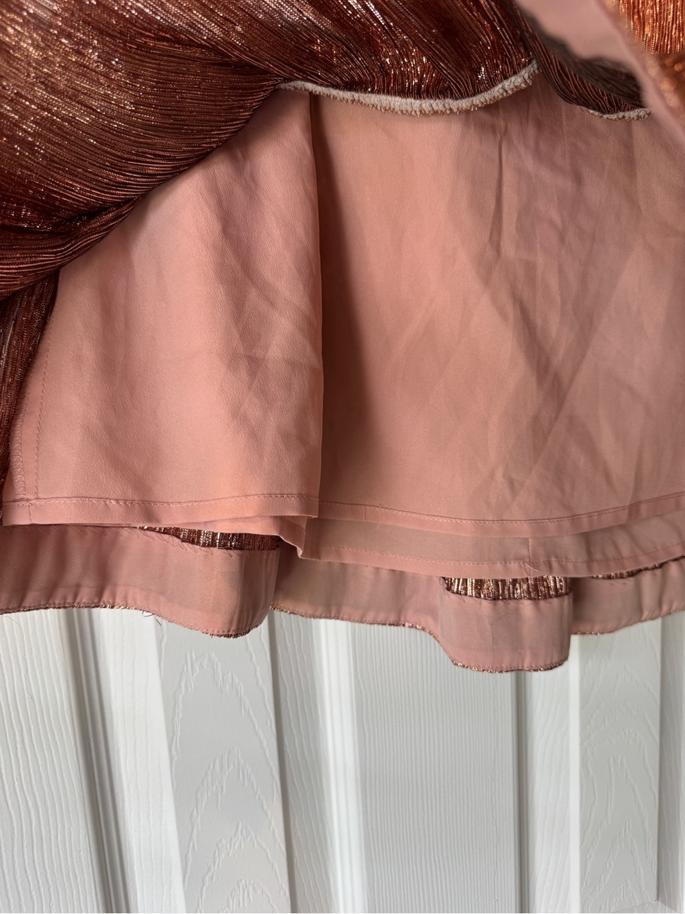 J. Crew Metallic Rose Gold Fluted Skirt NWT sz 16 - Picture 5 of 7